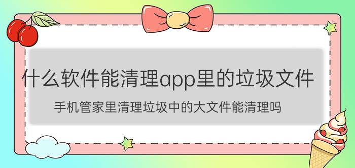 什么软件能清理app里的垃圾文件 手机管家里清理垃圾中的大文件能清理吗？